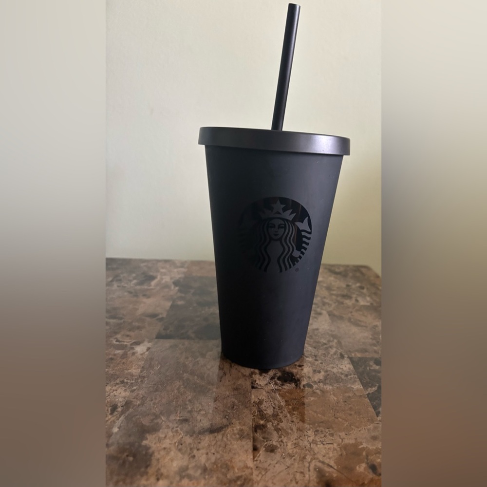 Starbucks Tumbler 16oz Matte Black Reusable Lid Straw Coffee Cup Travel BPA Free